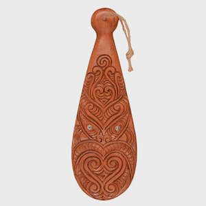 Small Wooden Patu with Face Carving