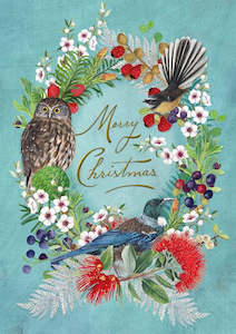 Christmas Cards: Christmas Card - Wolfkamp & Stone - NZ Kirihimete Birds