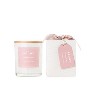 Living Light Candle: PEONY Jar Soy Candle - LARGE (~60HRS)