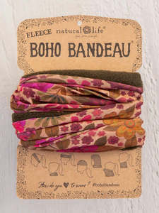 Hair Accessory: Fleece Boho Bandeau Pink Floral