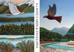 General: Notecards - Clare Reilly - Kotuku & Kaka Pack of 8