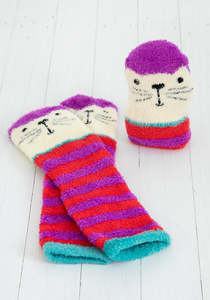 Cozy Socks - Hot Pink Cat