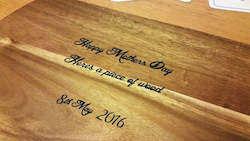 Kitchen Homeware: Handmade wooden breadboard with a personalised message