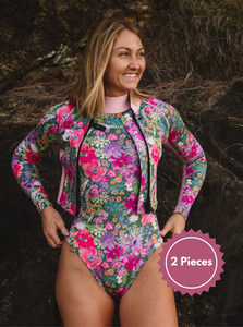 Womens Swimwear: The Jacket & Swimsuit Bundle- Garden By The Sea