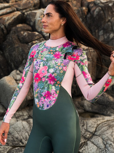 Women's Steamer Chest Zip Wetsuit 4/3mm- Garden By The Sea