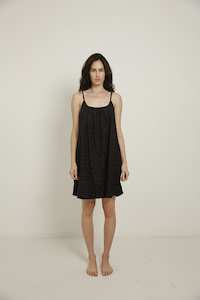 Night Dresses: Evie Slip, Black Embroidery