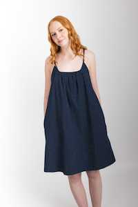 Evie Slip, Navy Pinstripe