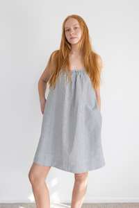 Night Dresses: Evie Slip, Black/White Stripe