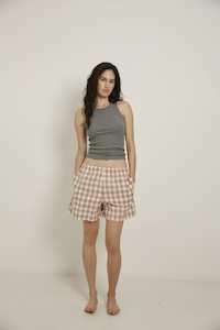 Camilla Boxer Shorts, Pink/White Check