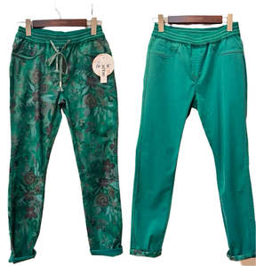 Reversible Denim Jeans: Zac & Zoe Reversible Jeans Laila Elastic Waist Green
