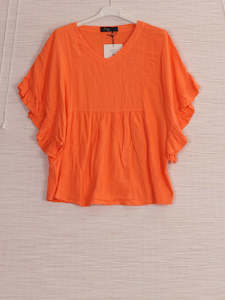 Anne + Kate Positano Frilled Sleeves Linen Blend Top