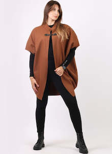 Anne Kate Tops: Anne + Kate Italian Modish Front Buckle Lagenlook Sleeveless Cape