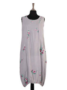 Anne + Kate Elasticated Hem Floral Linen Blend Dress