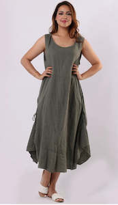 Anne Kate Dresses: Anne + Kate Italian Plain Linen Gathered Sides Dress