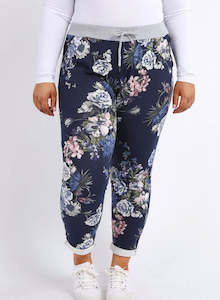 Clothing: Anne + Kate Italian Blossom Print Navy Pant 10-12