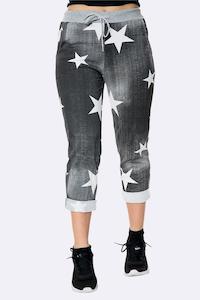 Size 10 14: Anne + Kate Italian Star Black Denim Print Trouser 10-12