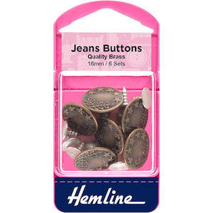 Haberdashery: Hemline Brass Jean Buttons