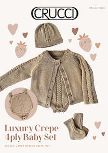 Child Knitting Patterns: Crucci Luxury Crepe 4ply Baby Set, Knitting Pattern #2221