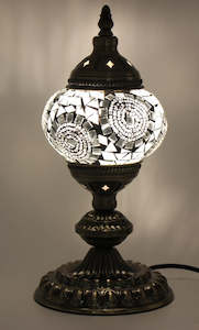 Electric Lamps: Turkish Mosaic Table Lamp  White Circle 33cm