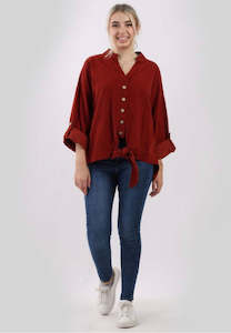 Anne Kate Tops: Anne + Kate Italian Corduroy Knotted Hem Top