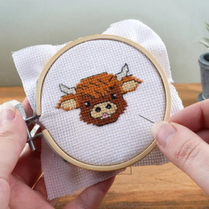 Highland Cow Mini Cross Stitch Kit