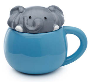 Adormals Elephant Peeping Lidded Ceramic Mug