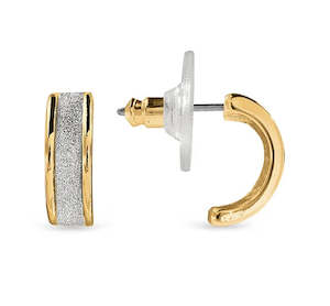 Ear Sense Earring F385, Gold with Glitter Huggins Stud