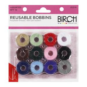 Birch Pre-wound Bobbins 12 Pack