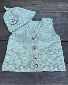 Baby Knitting Patterns: The Kiwi Stitch Co Ava & Archie Vintage Vest & Hats Knitting Pattern 8ply