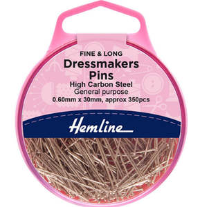Haberdashery: Hemline Dressmaker Pins High Carbon Steel 30mmx0.60mm