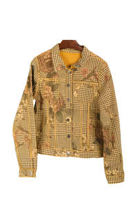 Onado Reversible Denim Jacket Houndstooth Mustard