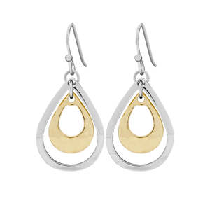 Ear Sense Hypoallergenic Earrings: Ear Sense Earring F390 Silver with Gold Insert Teardrop French Hook Earrings