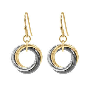 Ear Sense Hypoallergenic Earrings: Ear Sense Earring F401 3 tone entwined rings