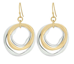 Ear Sense Hypoallergenic Earrings: Ear Sense Earring F400, Gold and Silver Polished Rings