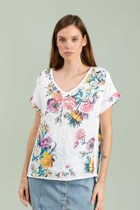 Frontpage: Anne + Kate Italian Bergana Floral Linen Top