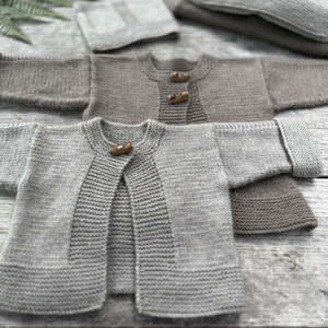 Frontpage: The Kiwi Stitch & Knit Co Mio Jacket and Hat 3m - 6yrs Knitting Pattern 8ply