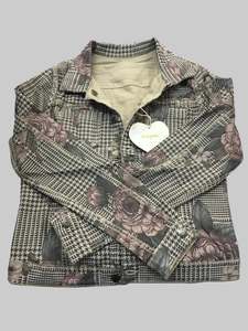 Onado Reversible Denim Jacket Houndstooth Beige