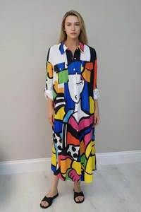 Anne + Kate Italian Abstract Print Shirt Dress