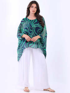 Anne + Kate Italian Swirl Print Silk Top
