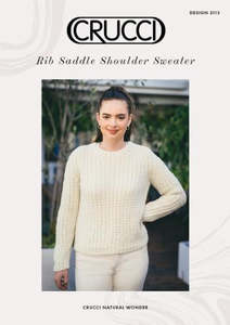 Yarn: Crucci Natural Wonder Rib Sweater Saddle Shoulder 18ply Knitting Pattern #2113