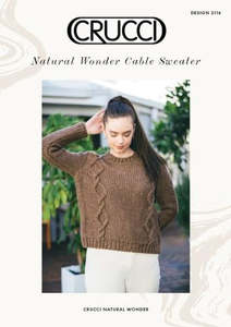 Yarn: Crucci Natural Wonder Crew Neck Cable Sweater 18ply Knitting Pattern #2114