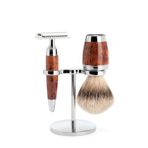 MUHLE Thuja Wood Safety Razor Set (Silvertip Badger)