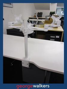 Office Accessories: AB008 - White Dual Monitor Arm