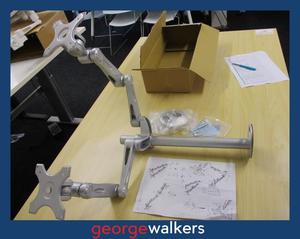 Office Accessories: AB006 - Silver Dual Monitor Arm