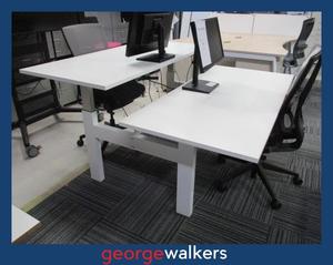 Desks: PR6234  White  2 Person Electric Pod Desk