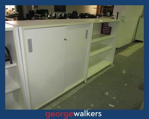 Bookcases: PR6017 White Storage Cupboard & Shelving