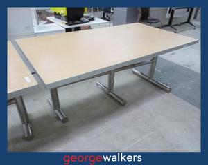 PR6216  Boardroom Table 1.8M - Light Wood Melteca with Brushed Chrome Base