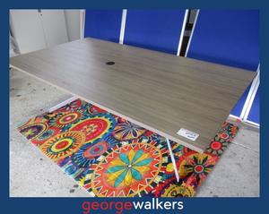 PR6218  Boardroom Meeting Table - Woodgrain Melteca with Grey Metal Base