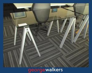 Tables: PR6305  Black Glass  Trestle Table