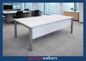 PR6595  White Melteca  Desk With Modesty Panel